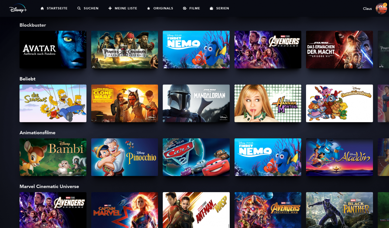 [09/04/2020] Disney Plus Startseite 2 
