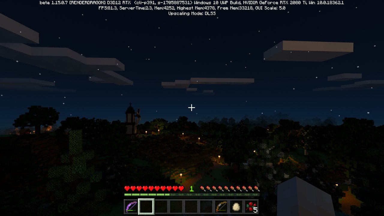 [16/04/2020] Minecraft RTX - Sichtweite/Performance - RTX on DLSS on, 24 Chunks