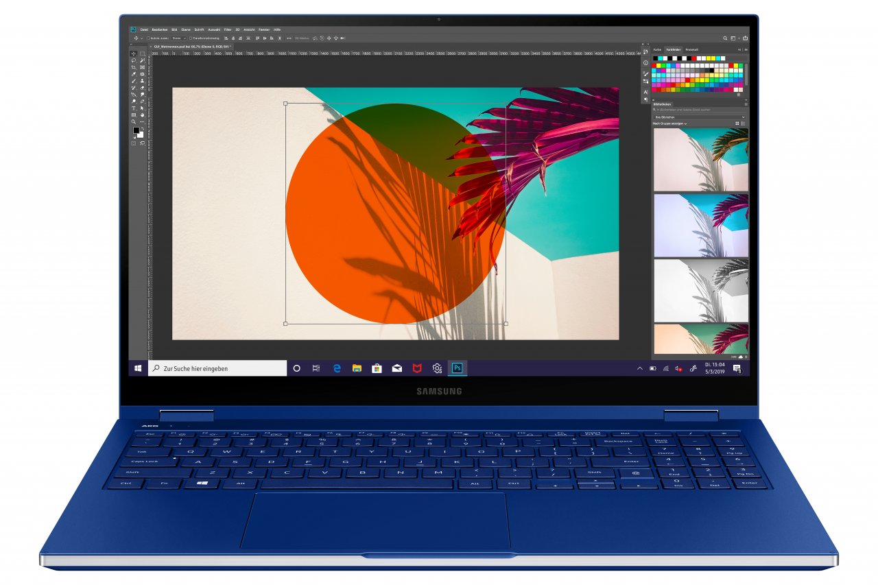 [29/05/2020] Samsung Galaxy Book Flex NP950QCG Royal Blue Front offen rgb