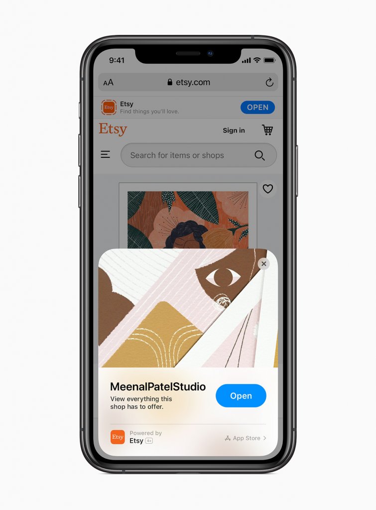 [24/06/2020] Apple ios14 app clips etsy app screen 06222020