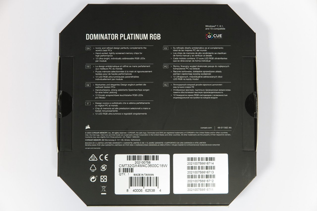 [07/06/2020] Corsair Dominator Platinum RGB (White) CMT32GX4M4C3600C18W