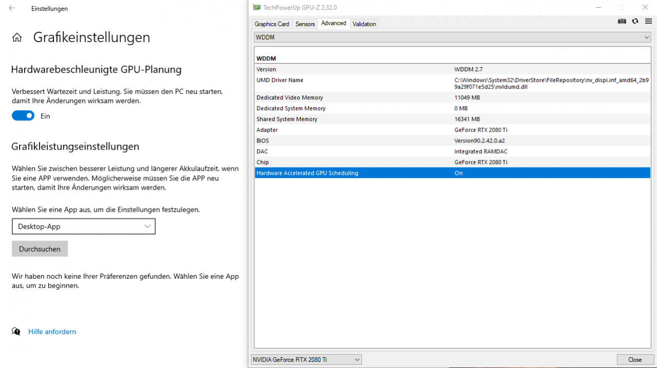 [25/06/2020] Hardware Accelerated GPU Scheduling (HAGS) aktiviert
