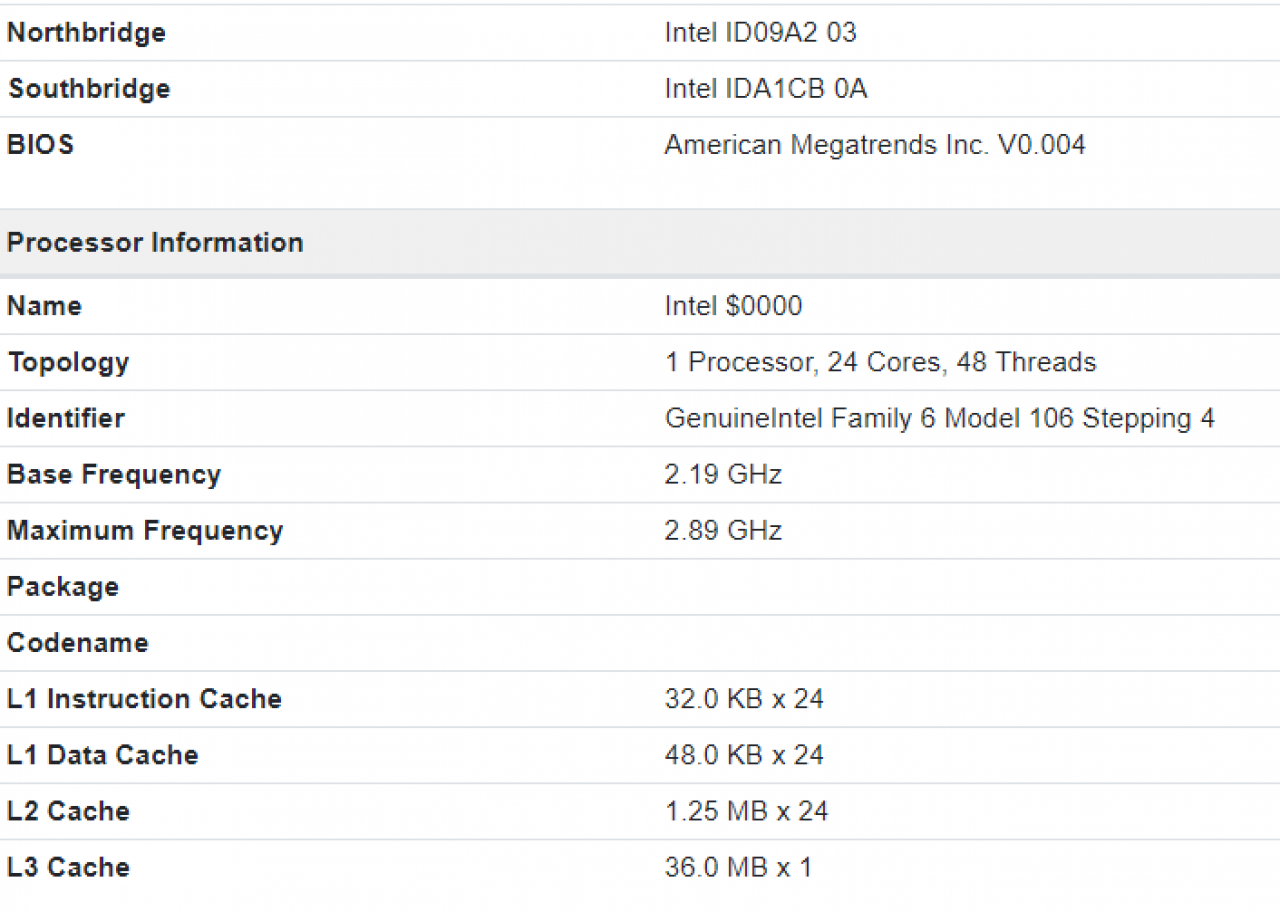 [02/06/2020] Intel Ice Lake-SP: CPU mit 24 Kernen bis 2,9 GHz in Datenbanken gesichtet (1)