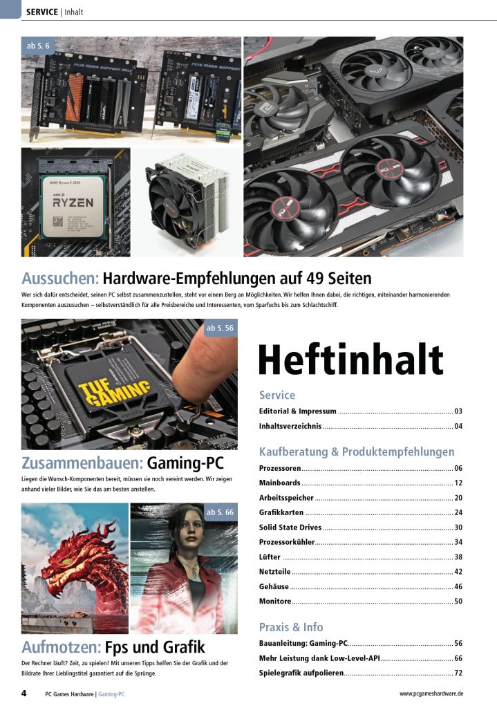 [16/06/2020] PCGH-Sonderheft Gaming-PC: Inhalt