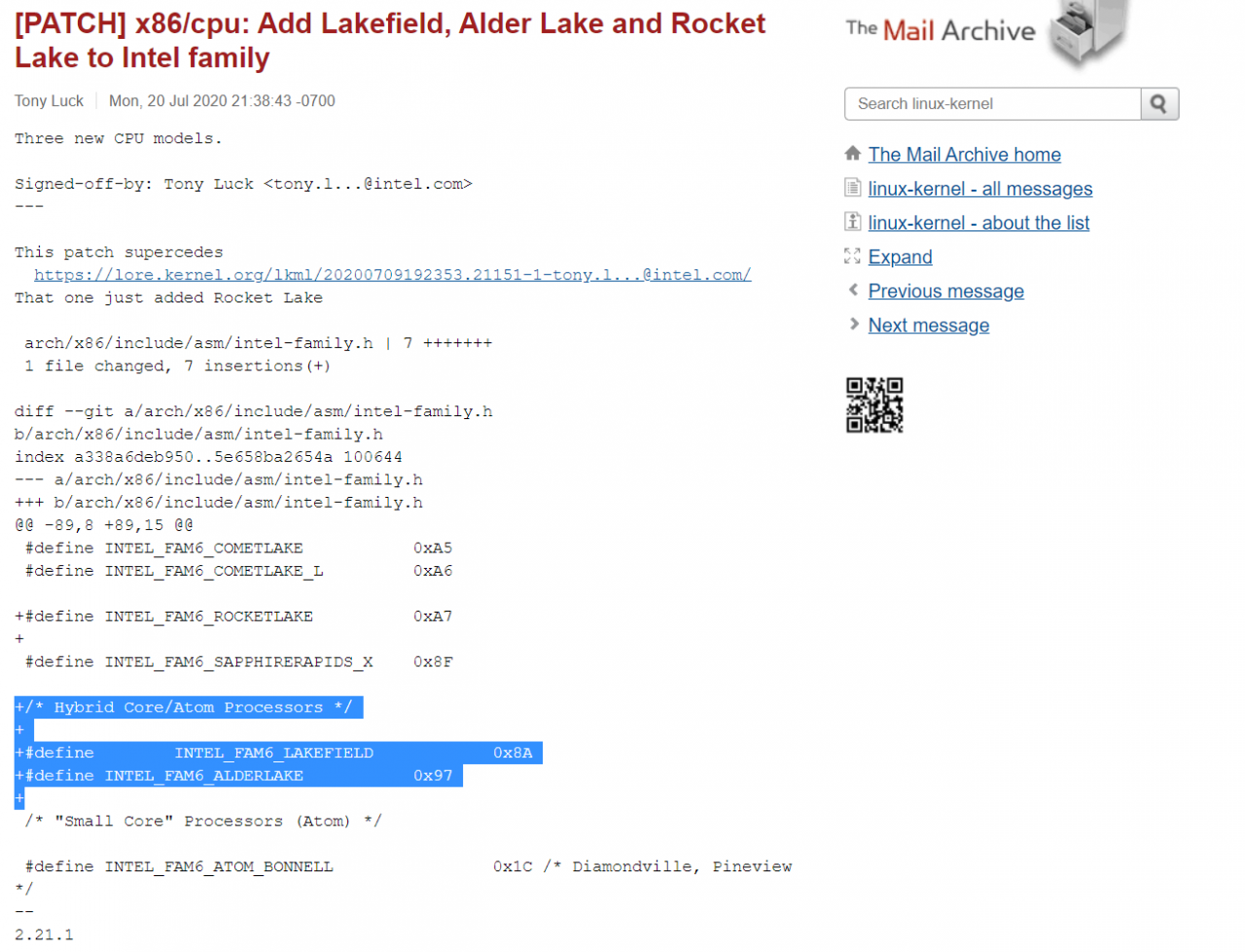[22/07/2020] Alder Lake: Intel bestätigt Hybrid-Design über Einträge in offiziellem Linux-Patch