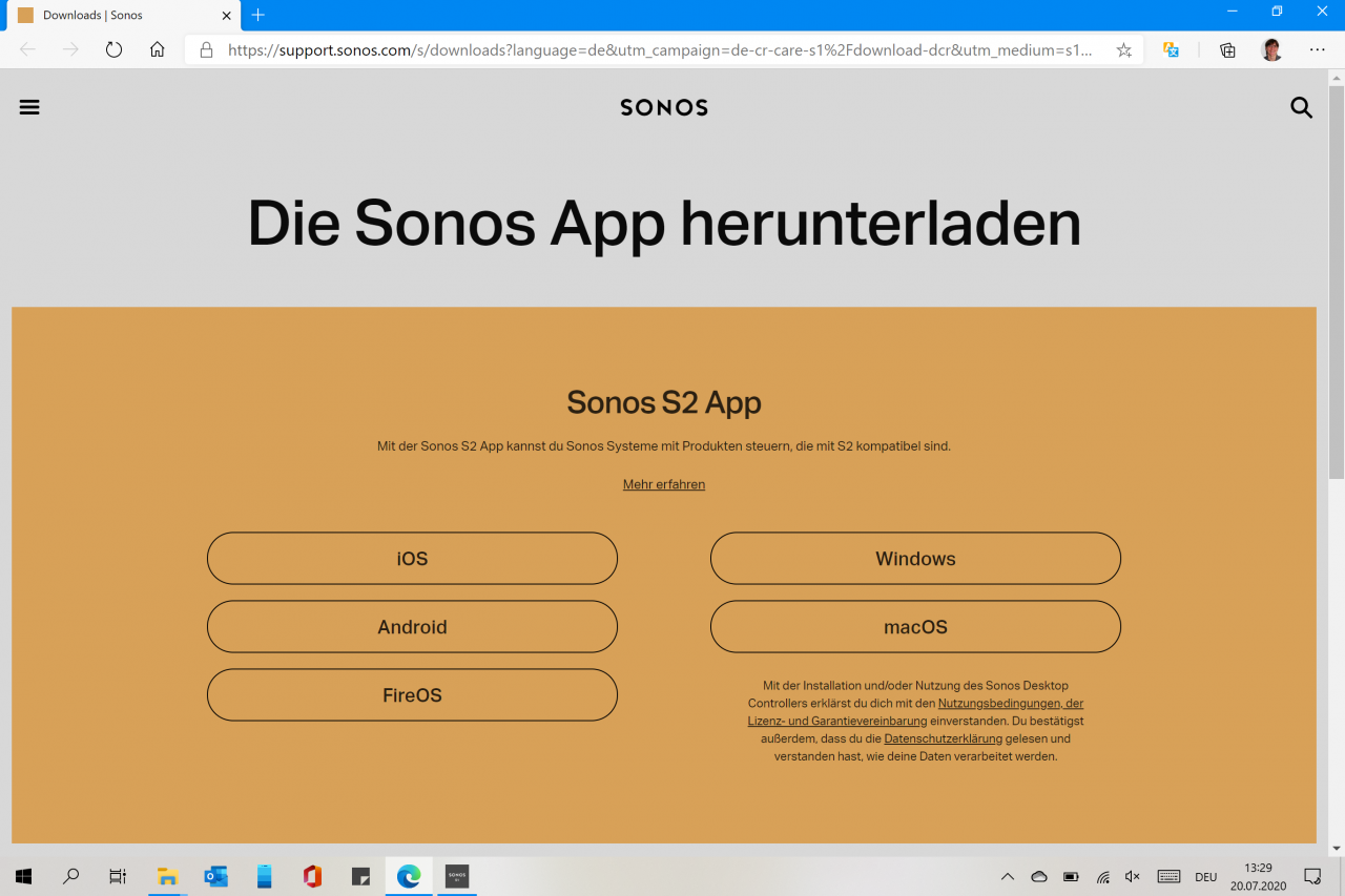 [20/07/2020] Download der neuen Sonos S2-App.