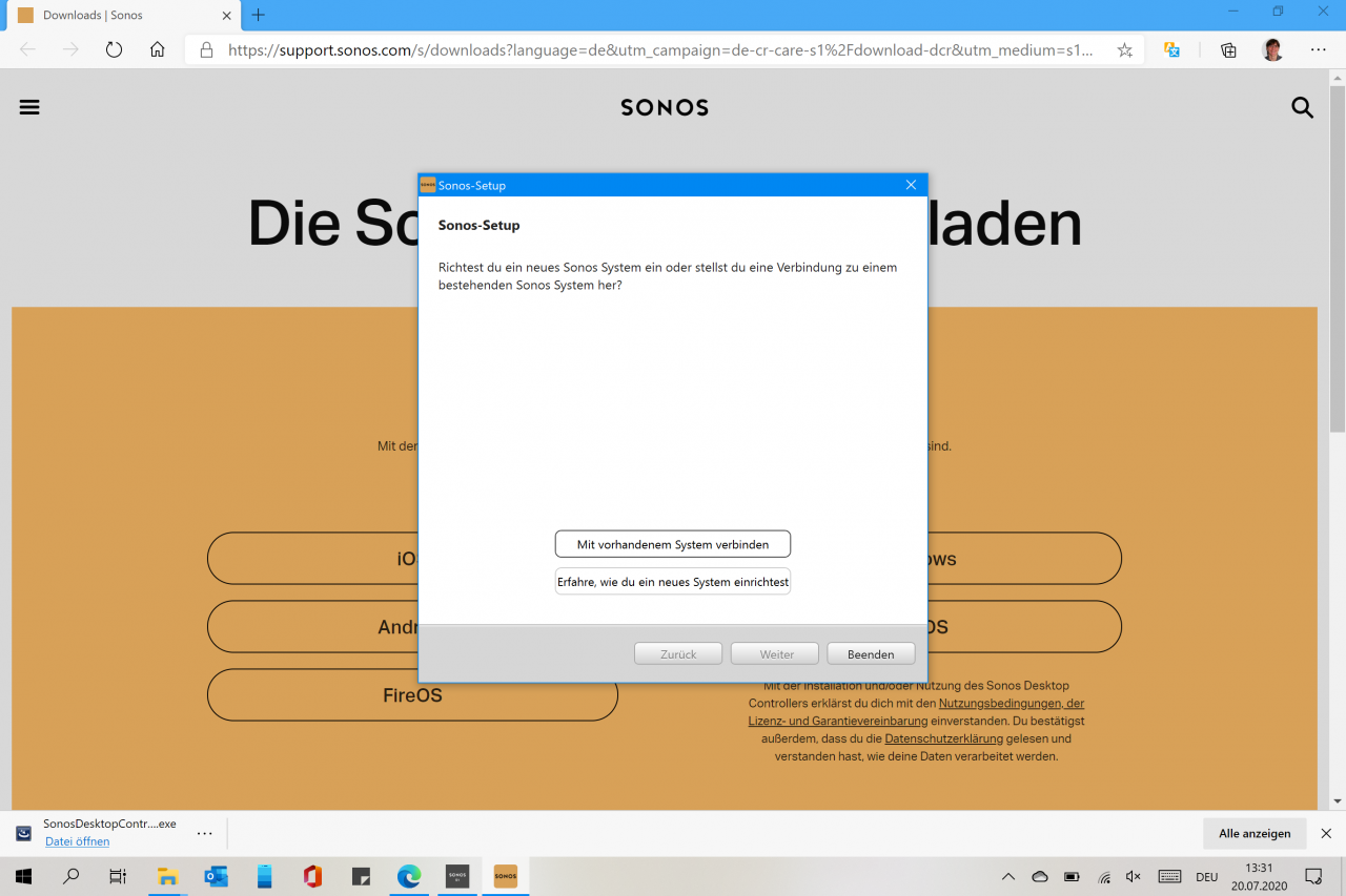 [20/07/2020] Installation neuer Sonos S2-App am PC