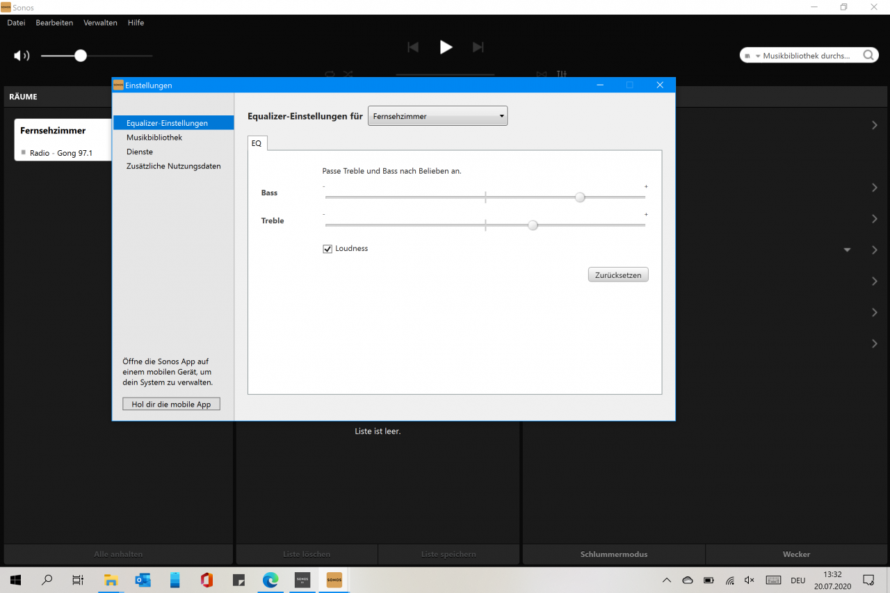 [20/07/2020] Equalizer-Einstellungen in neuer Sonos-S2-PC-App