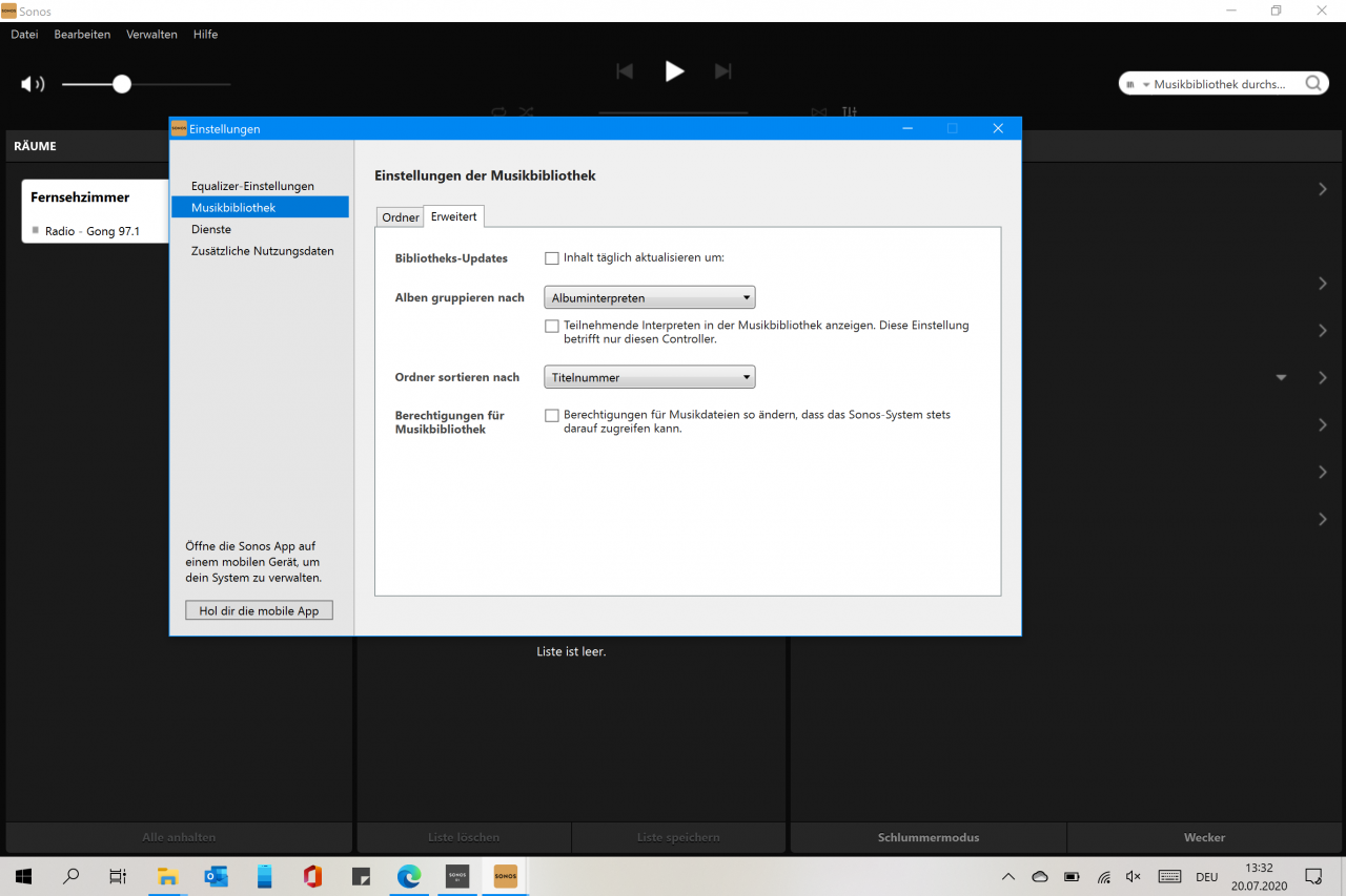 [20/07/2020] Einstellungen in Sonos-S2-PC-App