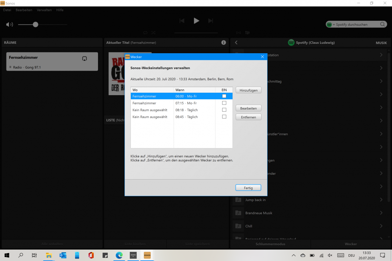 [20/07/2020] Wecker in Sonos-S2-PC-App