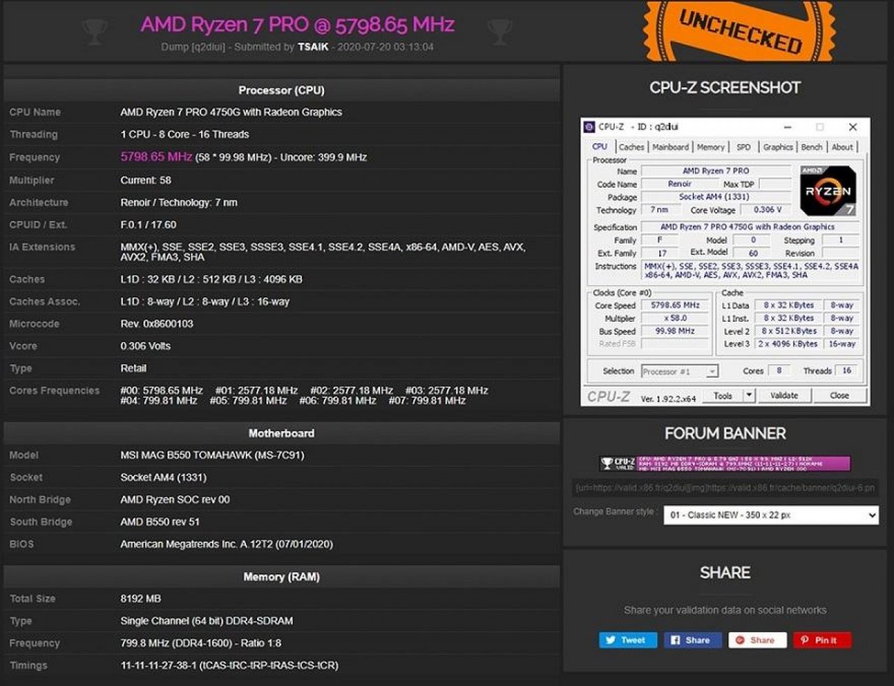 [22/07/2020] Ryzen 4000G-CPUs&nbsp;- MSI beweist OC-Potential der neuen Prozessoren