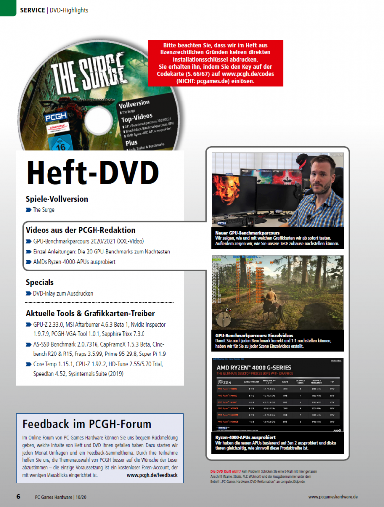 [24/08/2020] PCGH Ausgabe 240 10/2020 - DVD&nbsp;