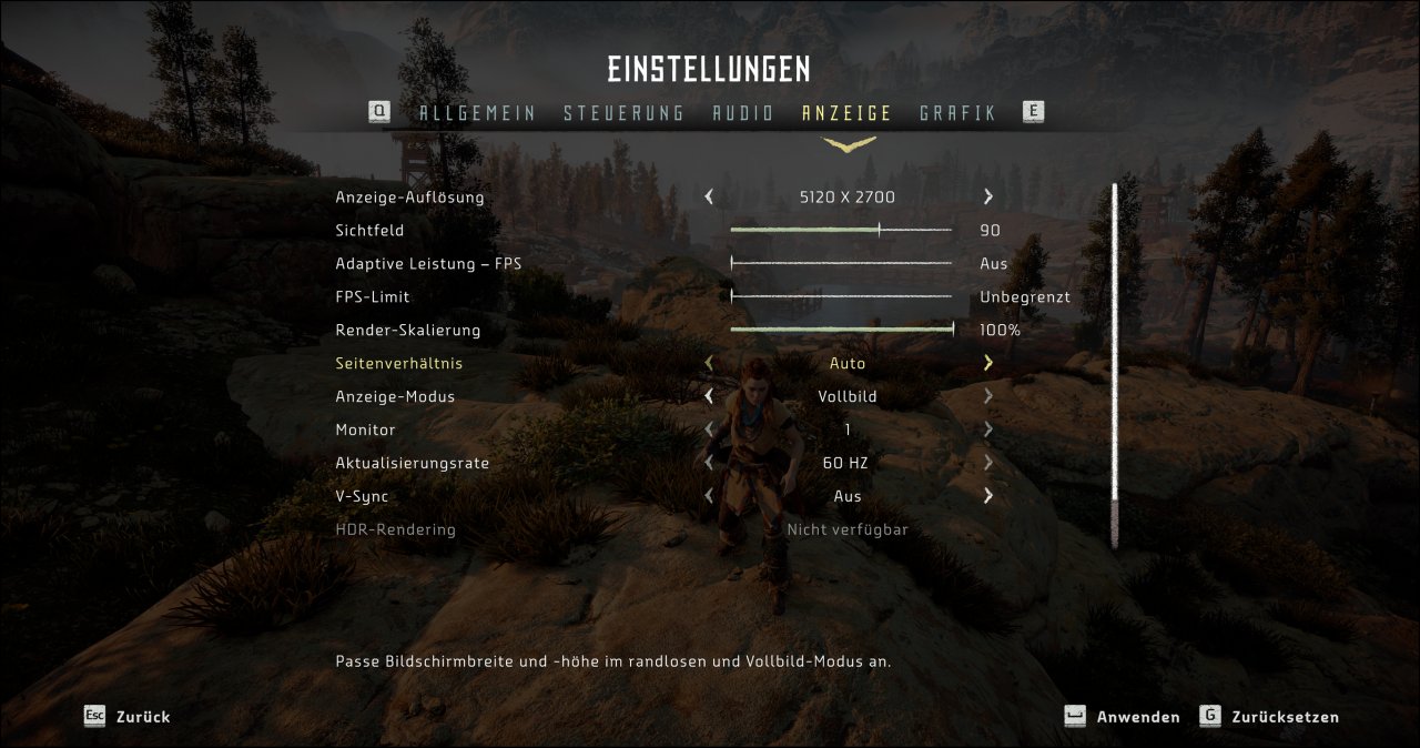 [03/08/2020] Horizon Zero Dawn: Anzeige-Optionen
