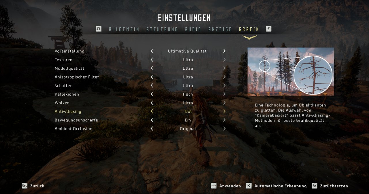 [03/08/2020] Horizon Zero Dawn: Grafikoptionen
