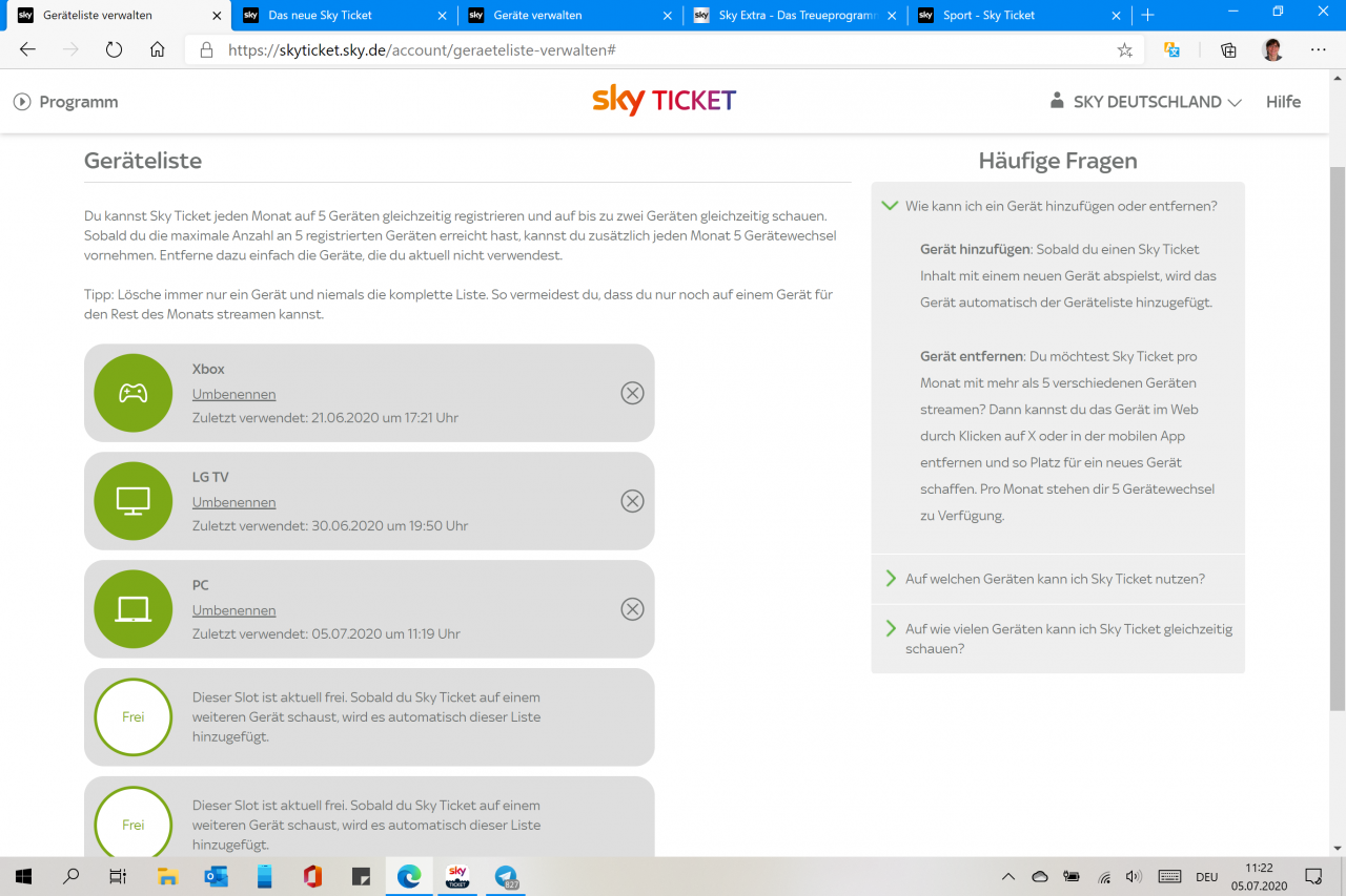 [18/08/2020] Sky Ticket Geräte verwalten 04