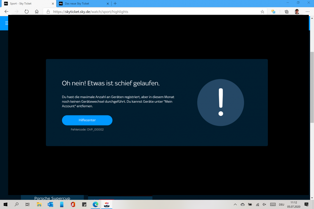 [18/08/2020] Bei Sky Ticket ist die Zahl der maximalen Geräte beschränkt.