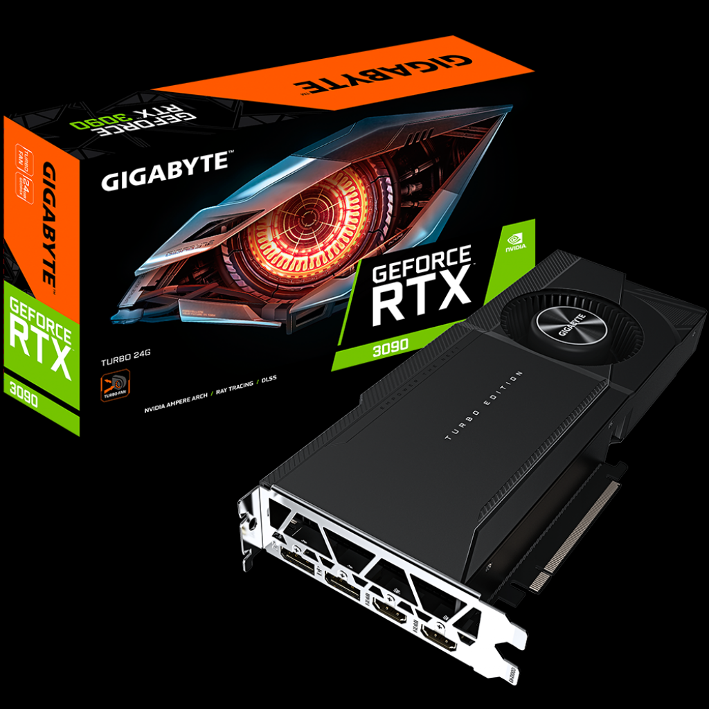 [19/09/2020] Ampere-GPUs: Gigabyte zeigt silberne RTX 3080 und RTX 3090 mit Blower-Kühlung