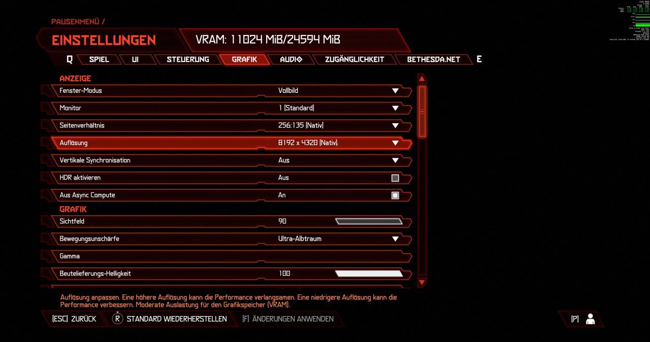 [20/09/2020] Doom Eternal in 8K: Das Spiel untertreibt bei seiner Angabe - 11 GiByte genügen für flüssiges 8K nicht!