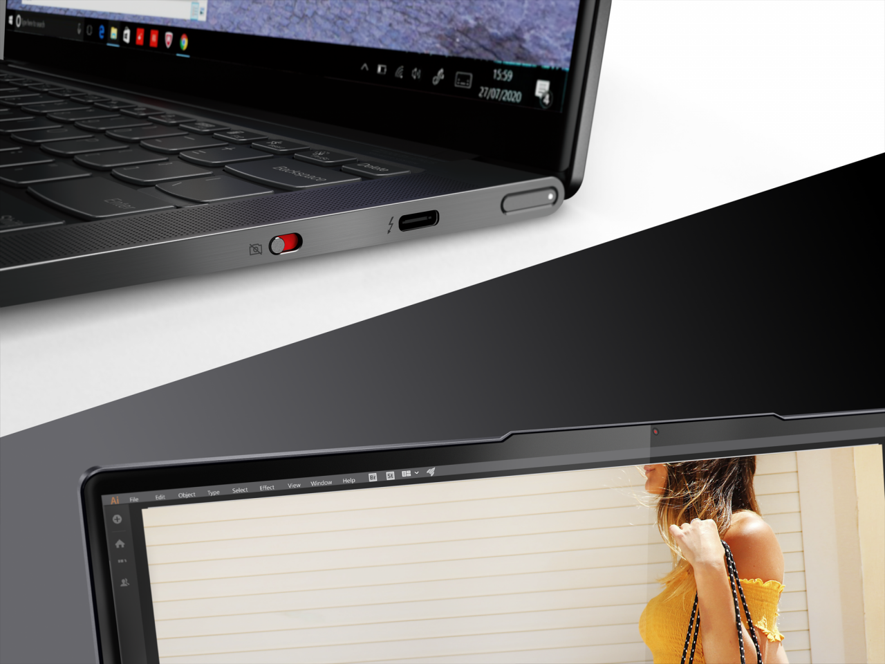 [01/09/2020] Lenovo Yoga Slim 9i Closeup Privacy Shutter Button