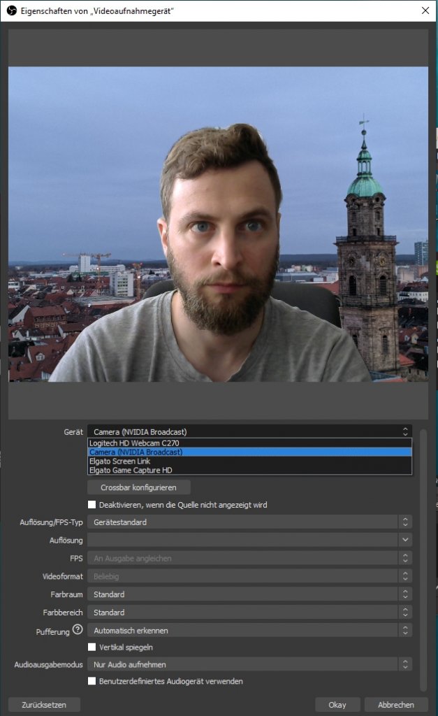 [21/09/2020] Nvidia Broadcast App -&nbsp; Einstellen in OBS