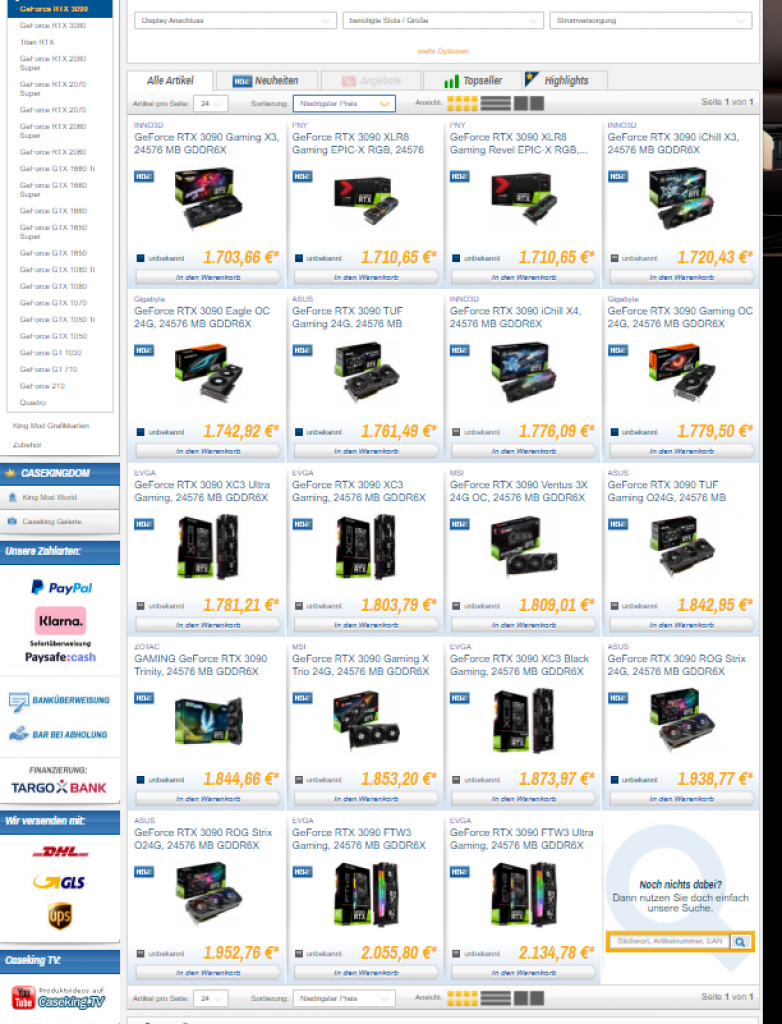 [30/09/2020] RTX 3090 bei Caseking von 30.09.