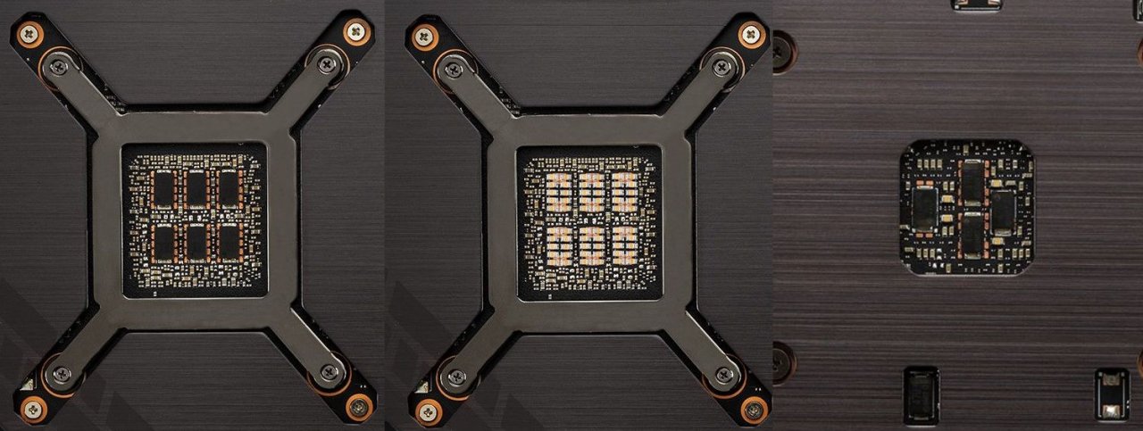 [06/10/2020] Unterschiede auf der Rückseite: Asus TUF Gaming RTX 3080 aus der Vorproduktion (links), TUF RTX 3080 in der Retail-Version (Mitte) und TUF RTX 3070 in der Retail-Version (rechts)