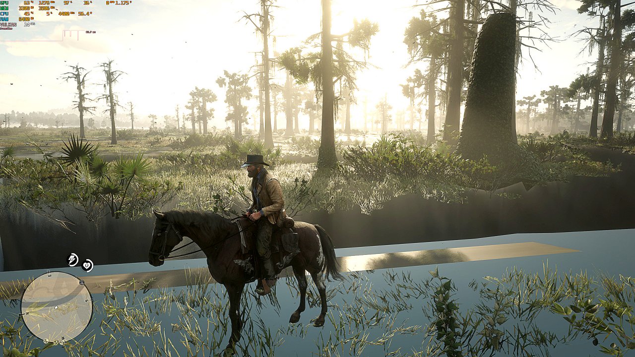 [27/10/2020] Red Dead Redemption 2 mit GTX 970 in Ultra HD und per Ini deaktivierter Speicherbeschränkung - ein konstruiertes Szenario, doch hier passt nicht einmal mehr das Geometrie-Streaming in den Speicher der Grafikkarte. Ebenso ist die Texturdarstellung kompromittiert.