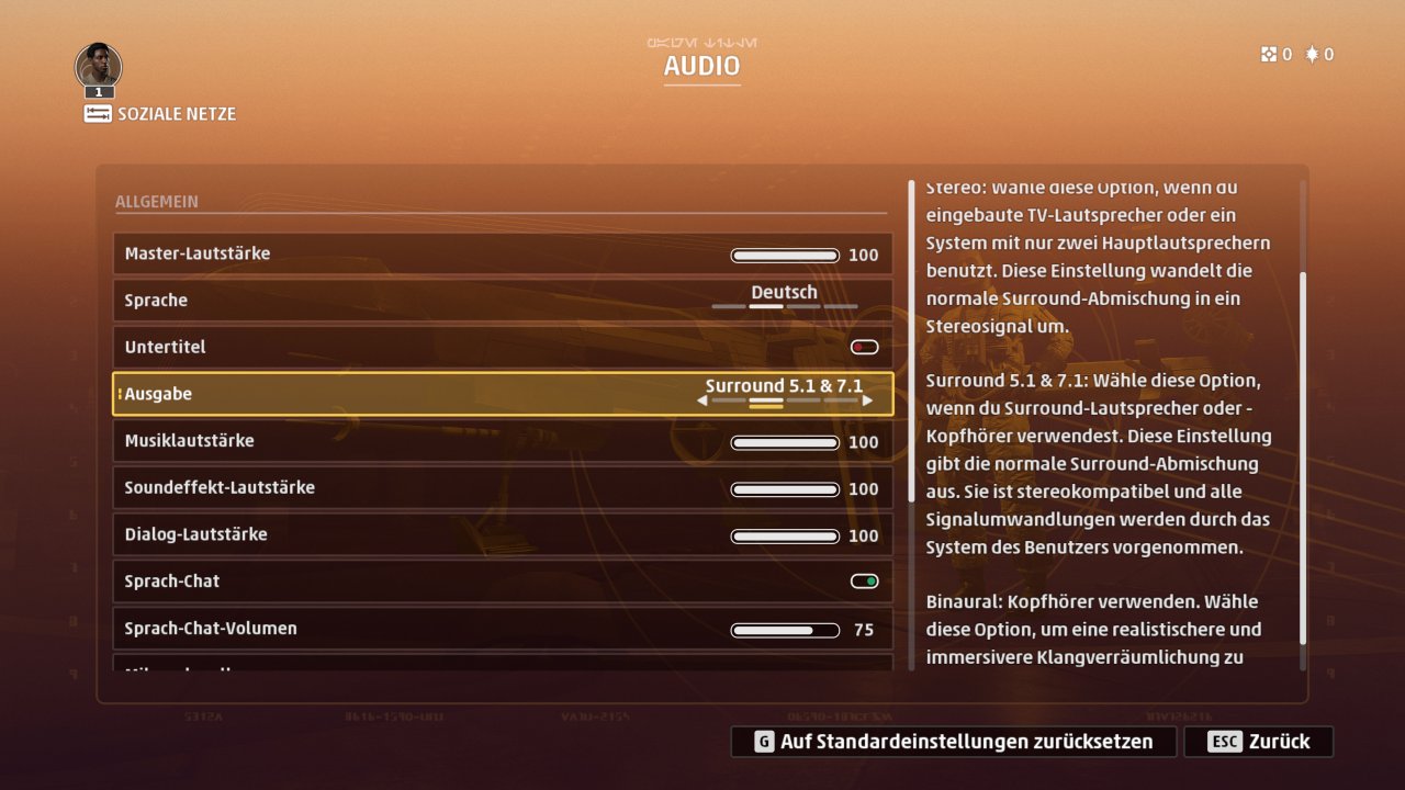 Star Wars Squadrons - Audio- und Grafikmenü