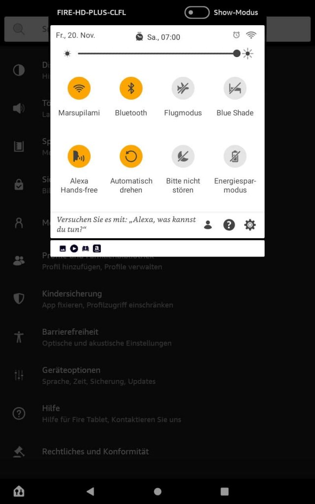 [20/11/2020] Amazon Fire HD8 Plus Tablet FireOS 71 Benachrichtigungscenter
