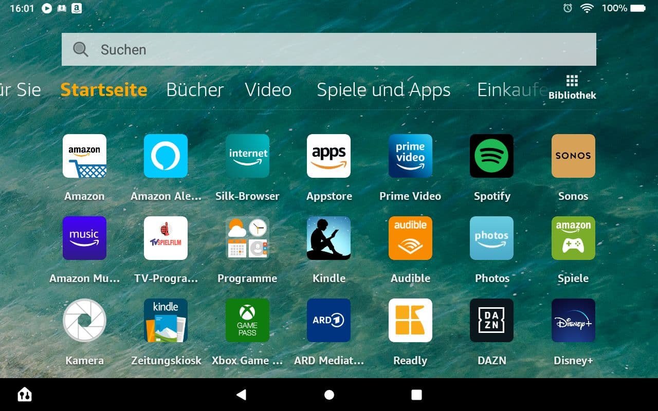 [20/11/2020] Amazon Fire HD8 Plus Tablet FireOS 71 Startseite im Querformat