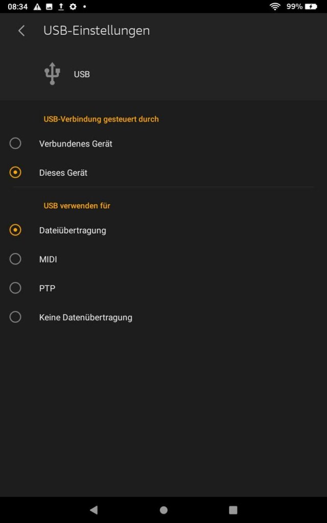[20/11/2020] Amazon Fire HD8 Plus Tablet USB Einstellungen 1