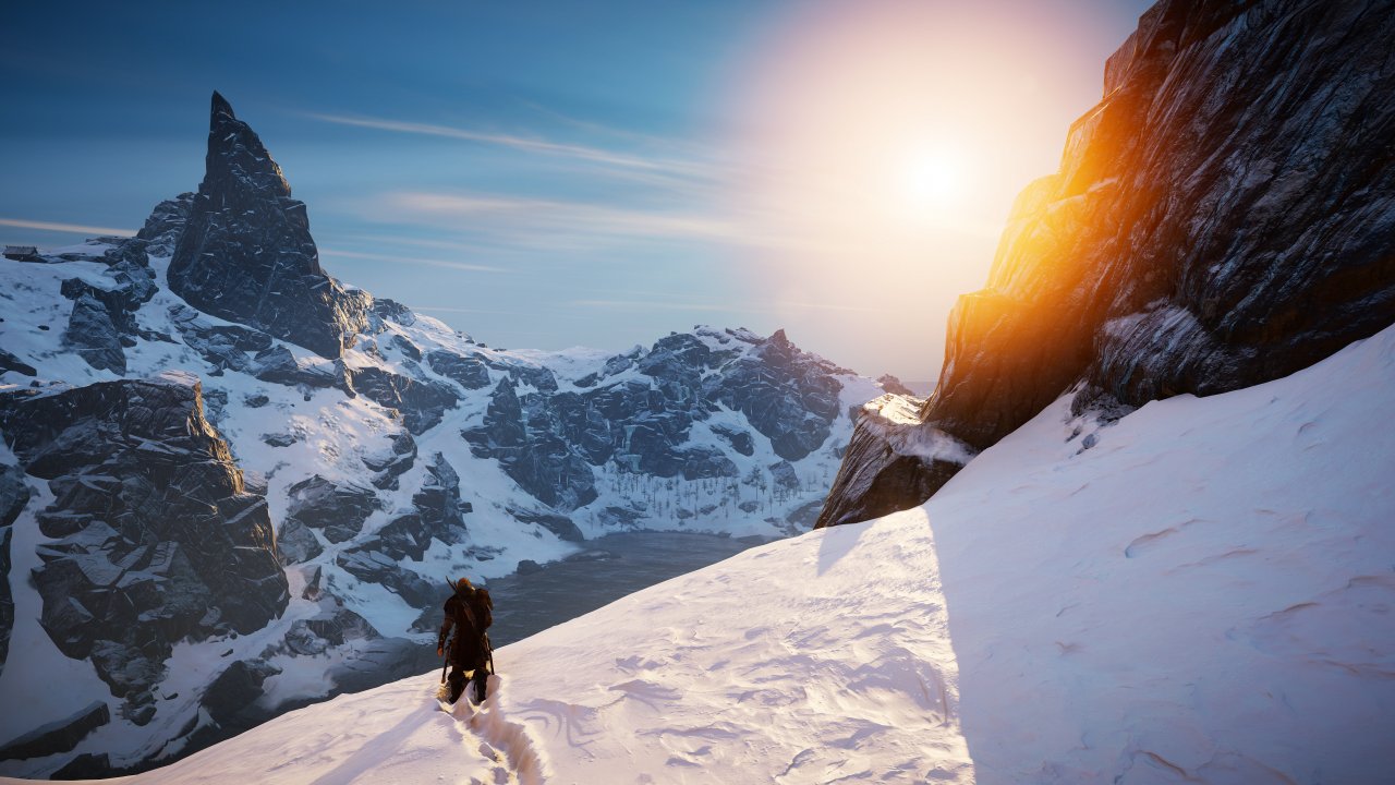 [09/11/2020] Die Globale Beleuchtung trägt auch in Assassin's Creed Valhalla sehr deutlich auf. Insbesondere auf den hellen Schneeflächen wird die Technik offensichtlich.