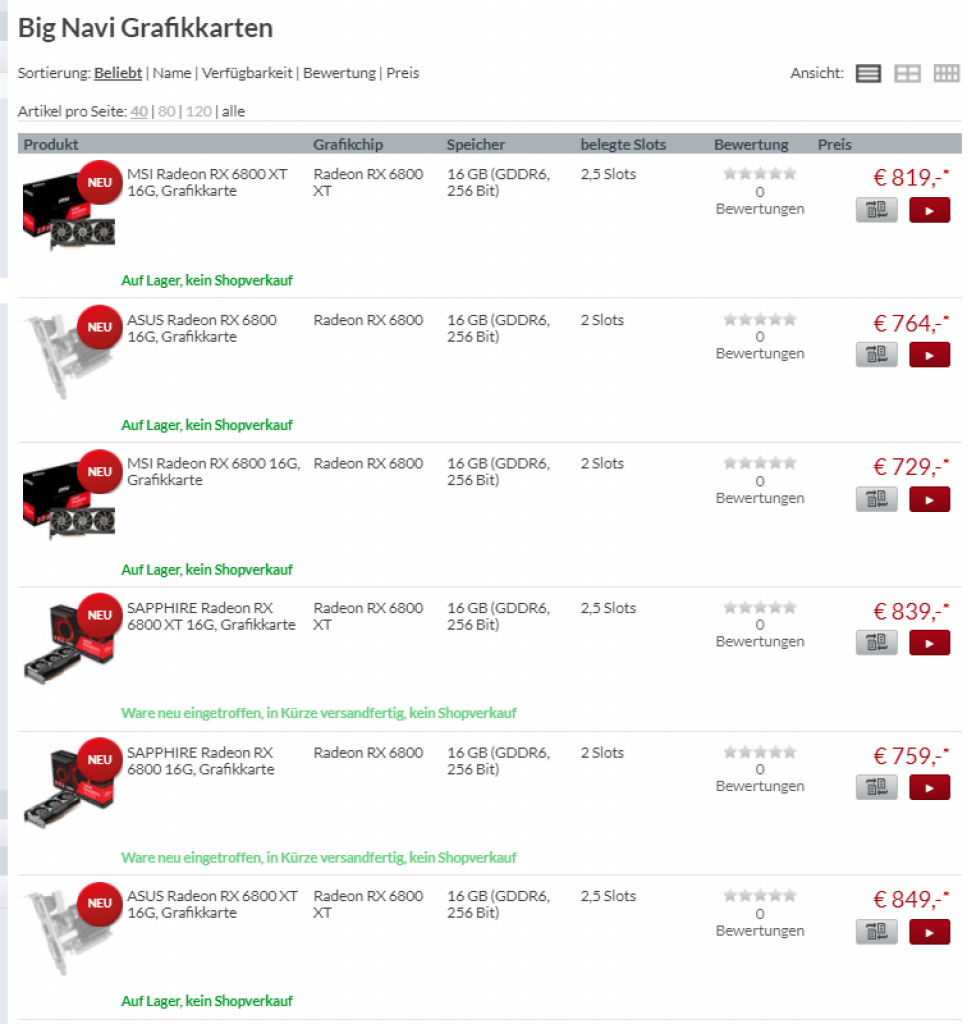 [19/11/2020] Preise von Referenzkarten mit Radeon RX 6800 (XT) zum Launch