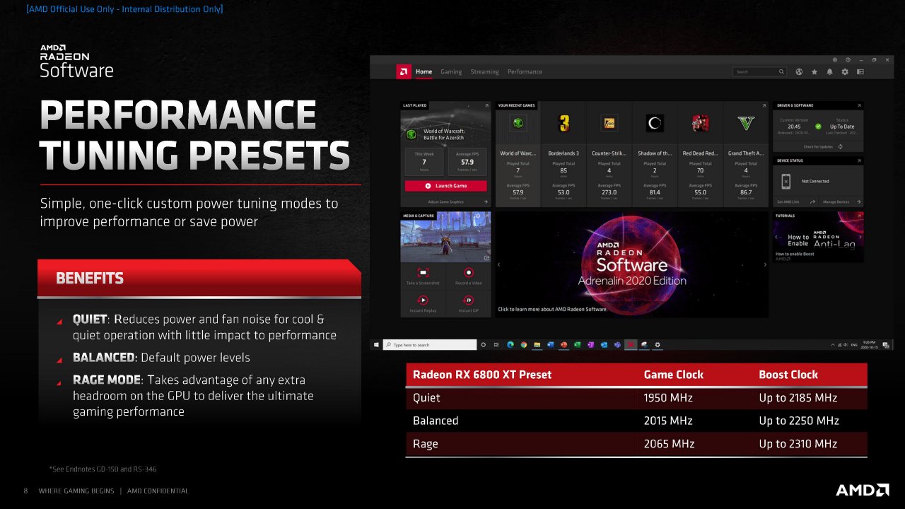 [18/11/2020] Radeon RX 6000 Series Tech Day Breakout Radeon Software S. Wasson Embargoed until Nov. 18 at 9am ET Seite 08