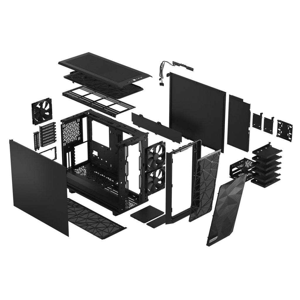 [12/11/2020] Standard Studio Meshify2 Black Sheetmetal Standard 13. Left Front Above Iso Blowout