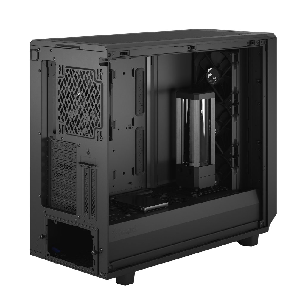 [12/11/2020] Standard Studio Meshify2 Black Sheetmetal Standard 5. Left Back Above wo left side withPump