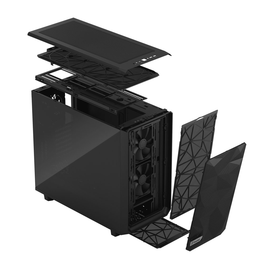 [12/11/2020] Standard Studio Meshify2 Black TGD Standard 13. Left Front Above Iso FloatingLayer