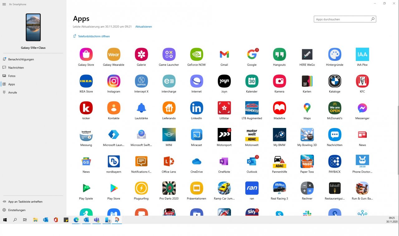 [30/11/2020] Windows 10 App Ihr Smartphone Apps vom Samsung Galaxy am PC nutzen