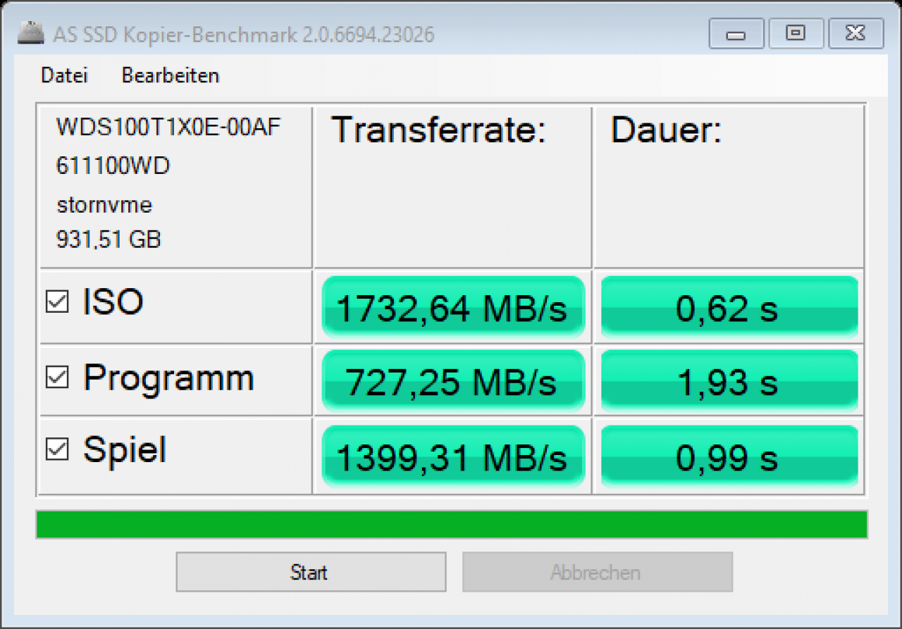 [30/11/2020] WD Black SN850 im AS SSD Kopier-Benchmark