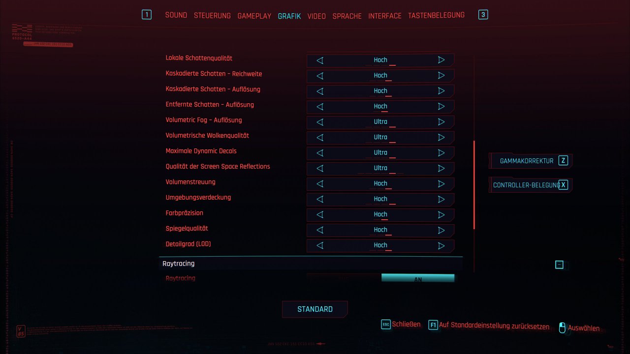 Cyberpunk 2077 - Optionsmenü - Grafik (2)