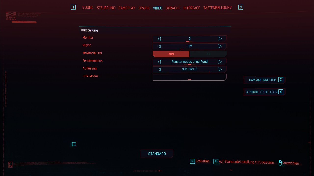 Cyberpunk 2077 - Optionsmenü - Video