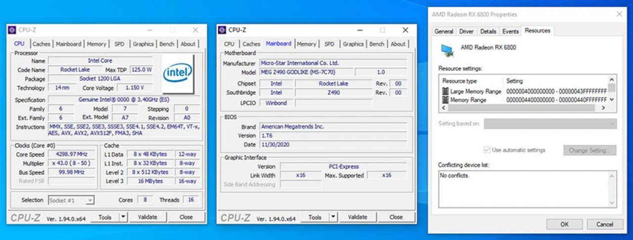[04/12/2020] Rocket Lake: MSI teilt CPU-Z-Screenshot mit Spezifikationen (1)
