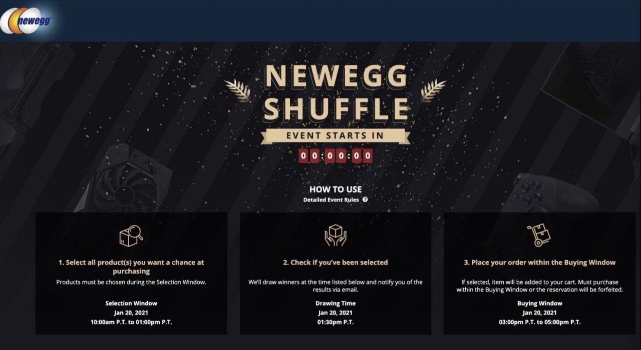 [21/01/2021] Newegg Shuffle Event Lotterie zum Hardware Kauf