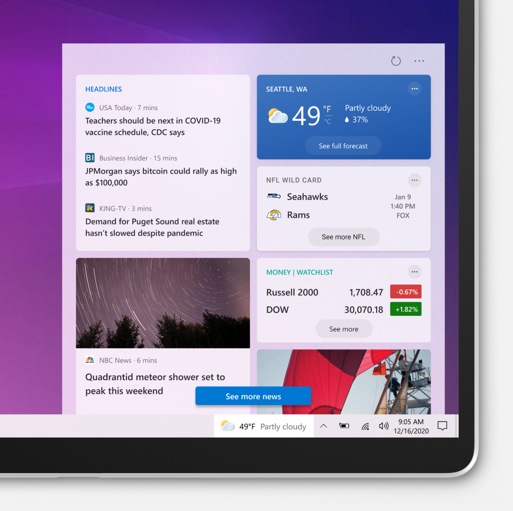 [07/01/2021] Optionaler News-Feed in der Taskleiste vom Windows 10 Mai 2021 Update.