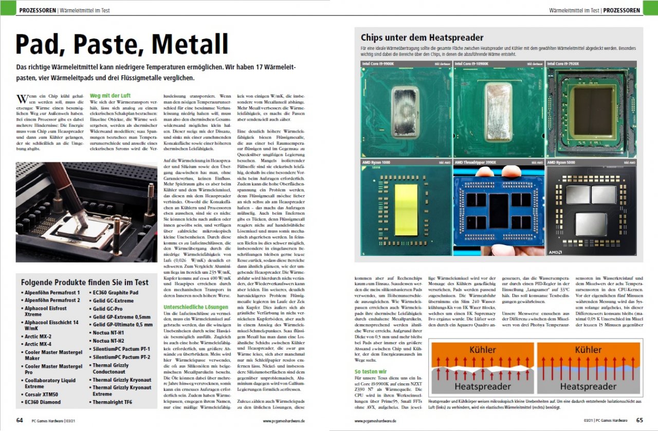 [27/01/2021] PCGH 03/2021 Test Wärmeleitpaste, Wärmeleitpads und Flüssigmetall