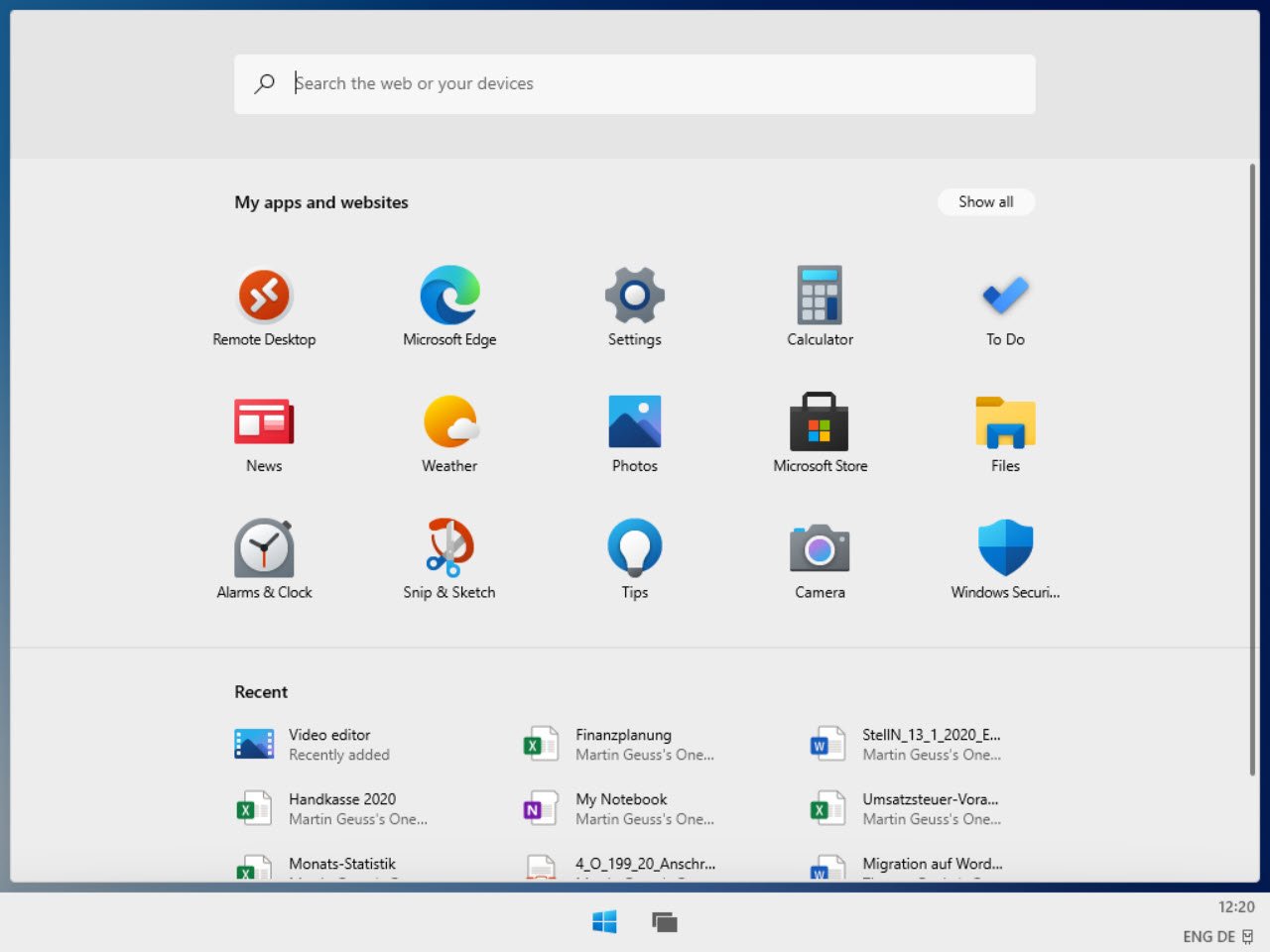 [15/01/2021] Startmenü in Windows 10X