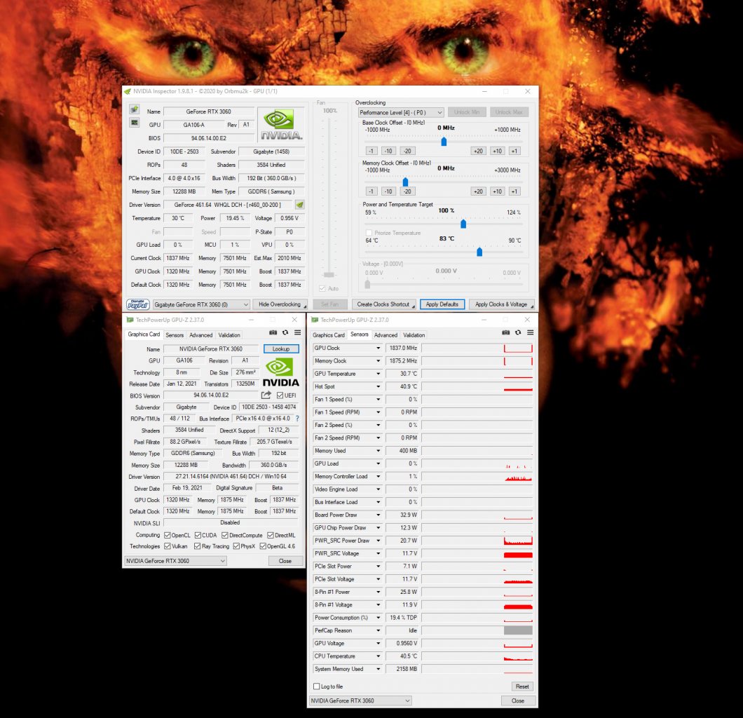 [24/02/2021] Geforce RTX 3060 (OC): Nvidia Inspector & GPU-Z Overview