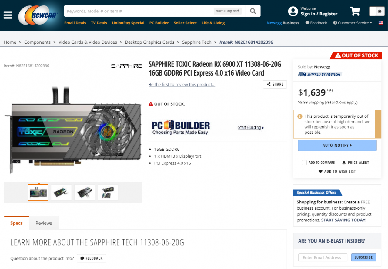 [18/02/2021] Sapphire Radeon RX 6900 XT Toxic: 360-mm-Radiator, gelistet für 1.640 USD &nbsp; (5)