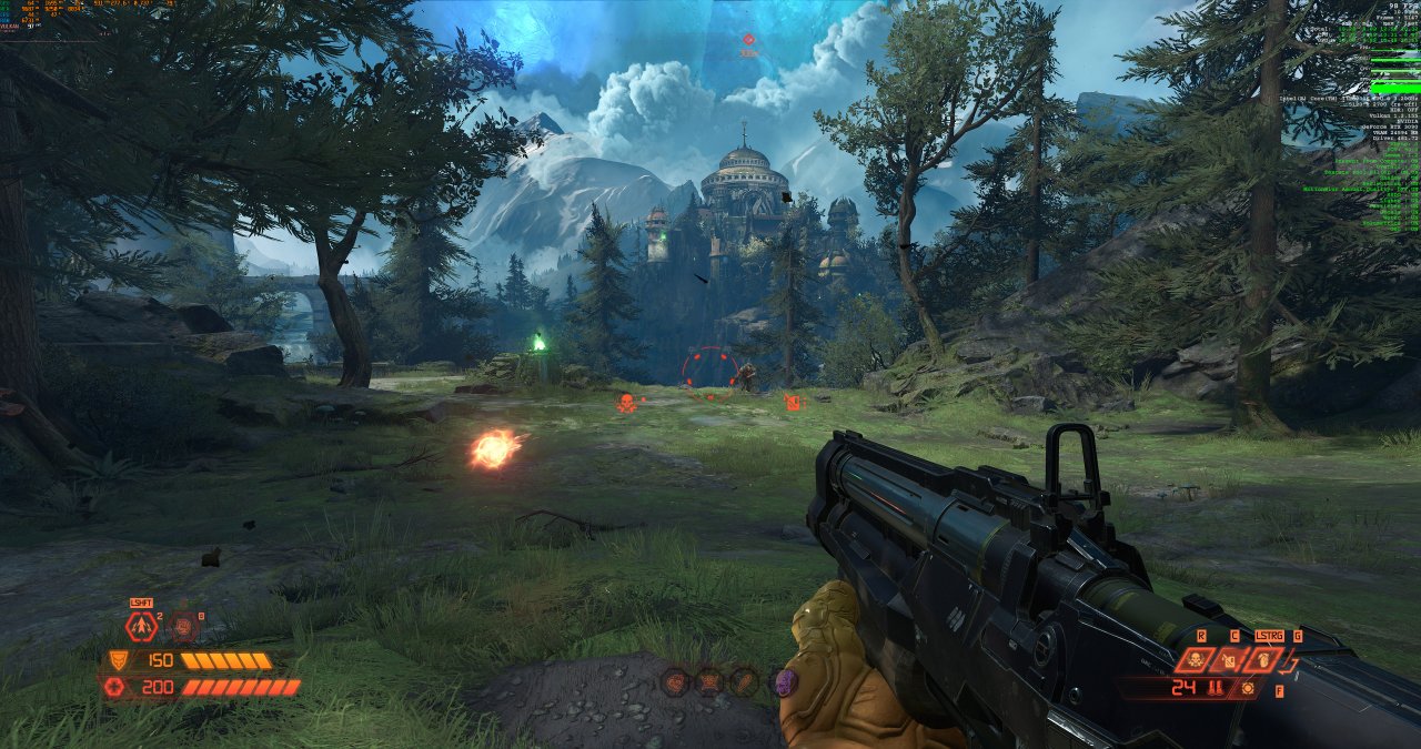 [25/03/2021] Doom Eternal Ancient Gods 2: Die Startszene ist gleichzeitig der Worstcase - geringere (CPU-)Fps sahen wir später nicht mehr.