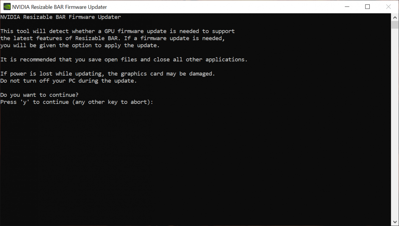 Nvidia rBAR Firmware Updater Step 1